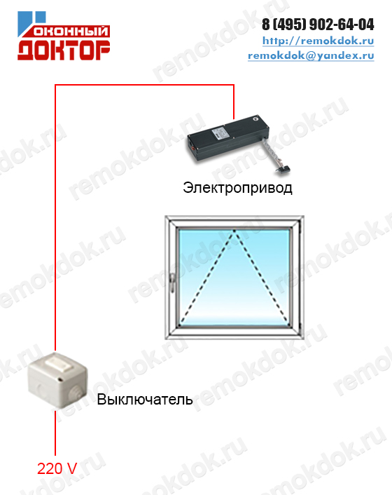простая схема подключения электропривода окна